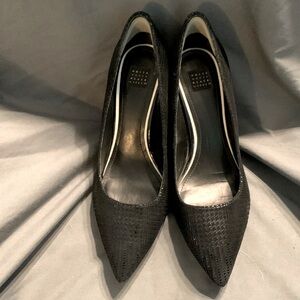 Shimmery black dress heels